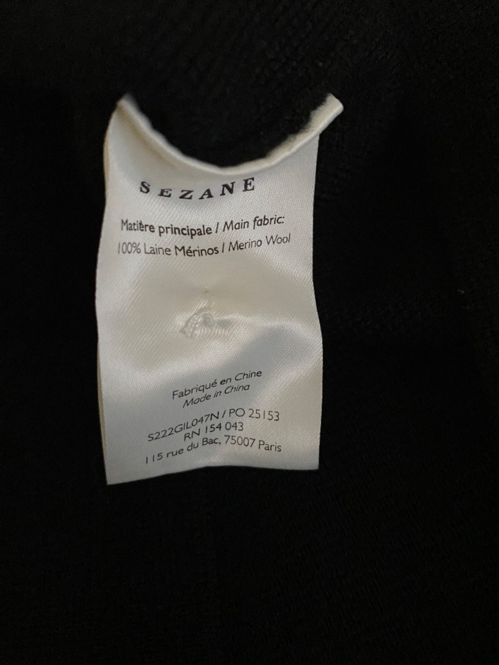 Sezane Black Cardigan with White Trim - Picture 5 of 8